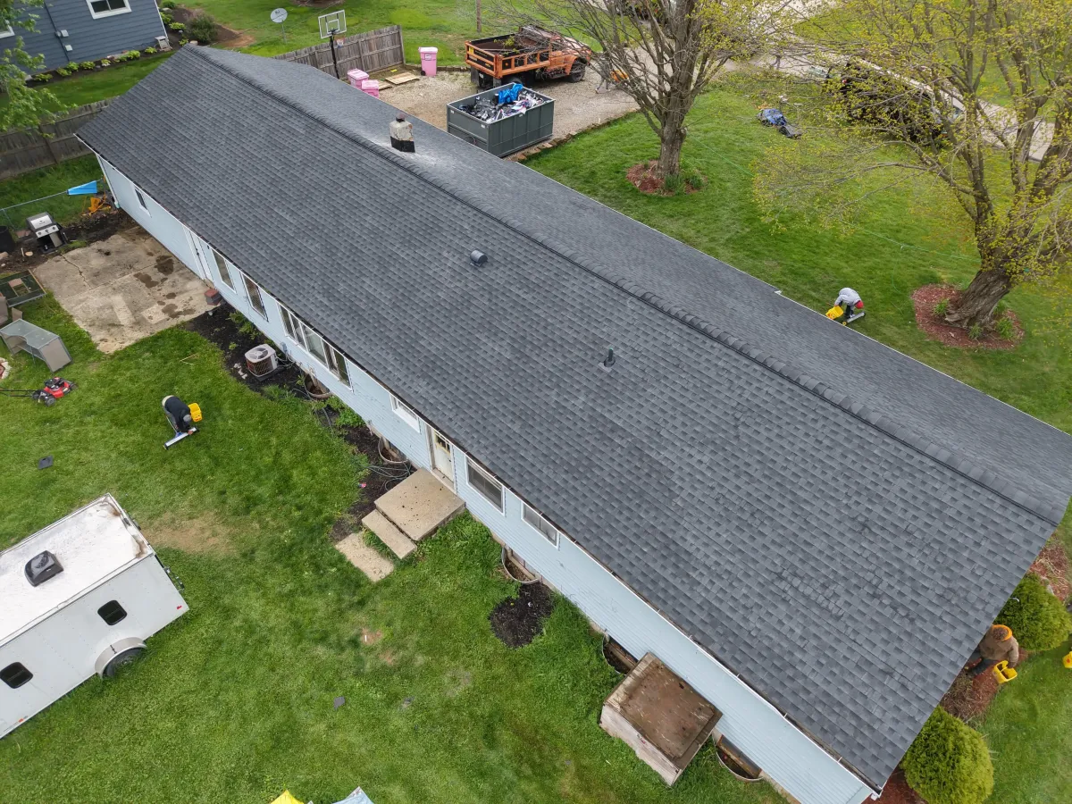A roof that has been installed by Weikles Roofing serving all of Mansfield, OH.
