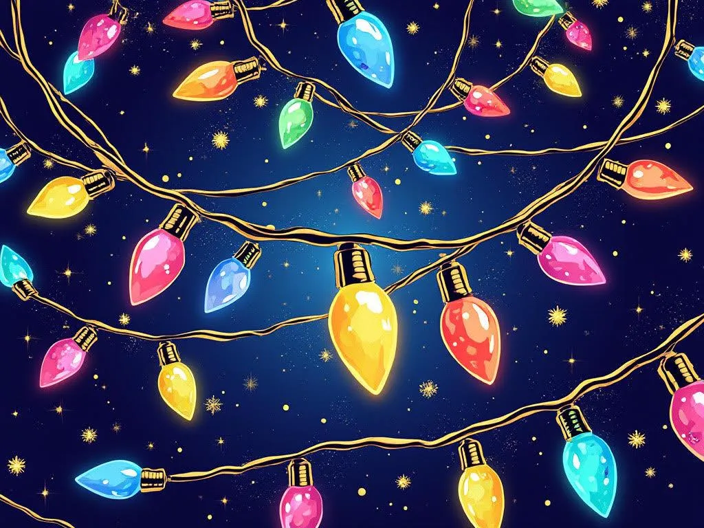 brown and green string lights