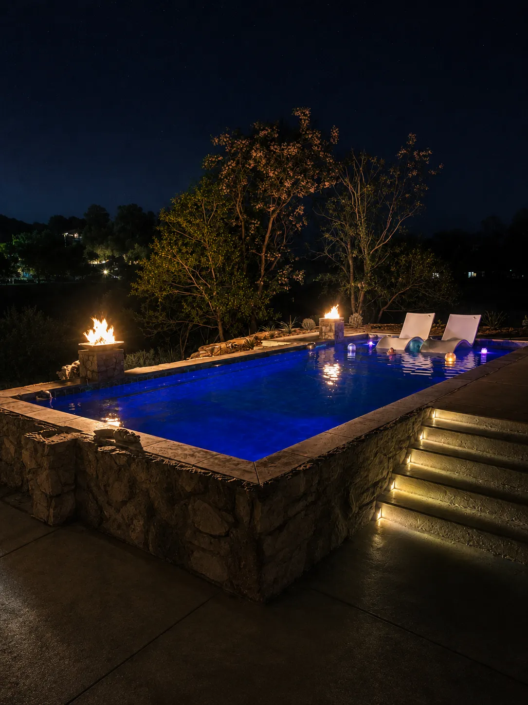 a swimming pool next to a beach