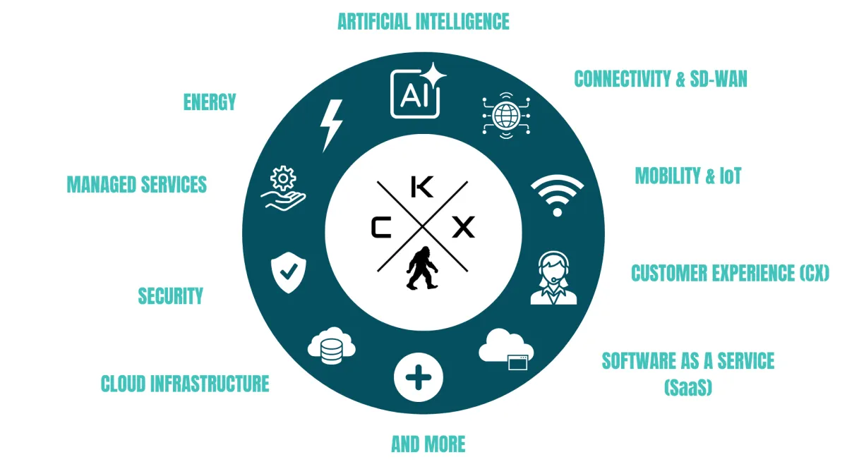 Artificial intelligence, connectivity and SD-WAN, Mobility and IoT, Energy, Managed Services, Customer Experience, SaaS, Cybersecurity, Cloud infrastructure, and more.