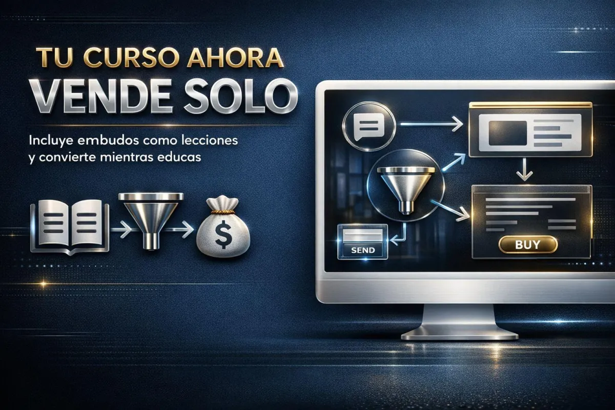 Tu Curso Ahora Vende Solo: Incluye Embudos como Lecciones y Convierte Mientras Educas