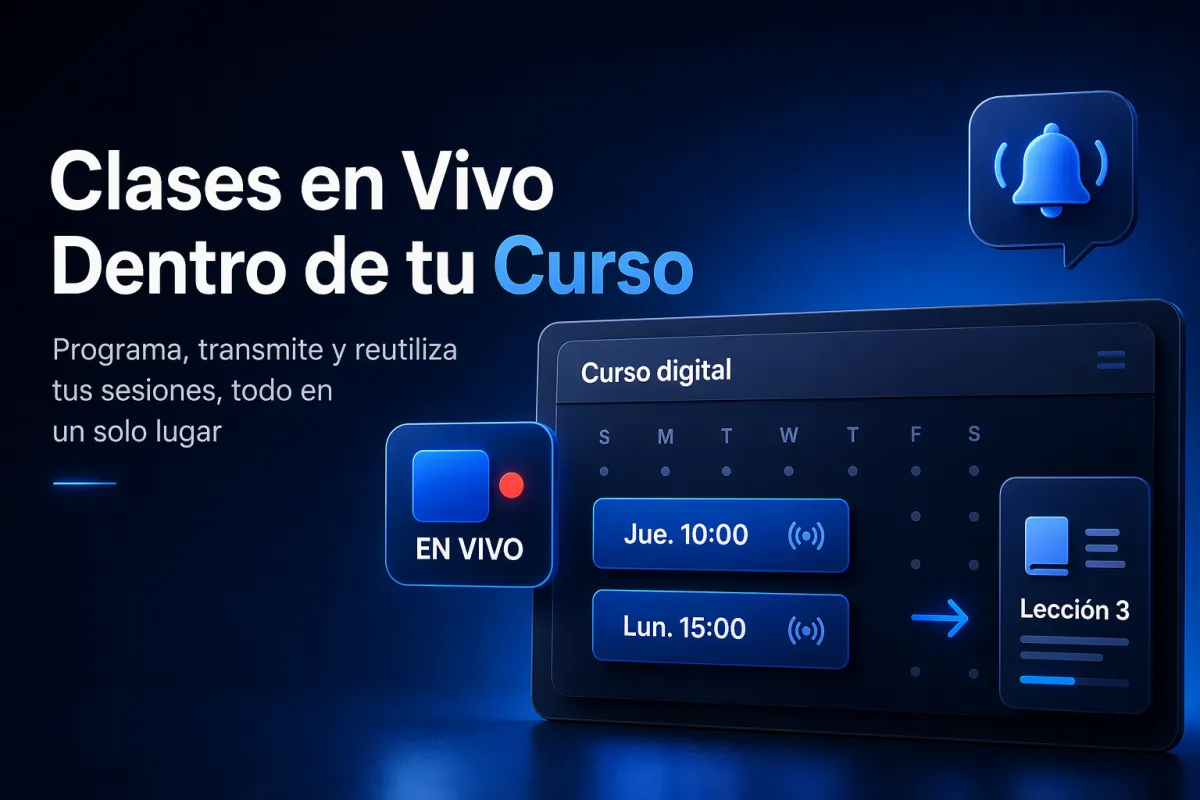 Clases en Vivo Dentro de tu Curso: Programa, Transmite y Reutiliza tus Sesiones en un Solo Lugar
