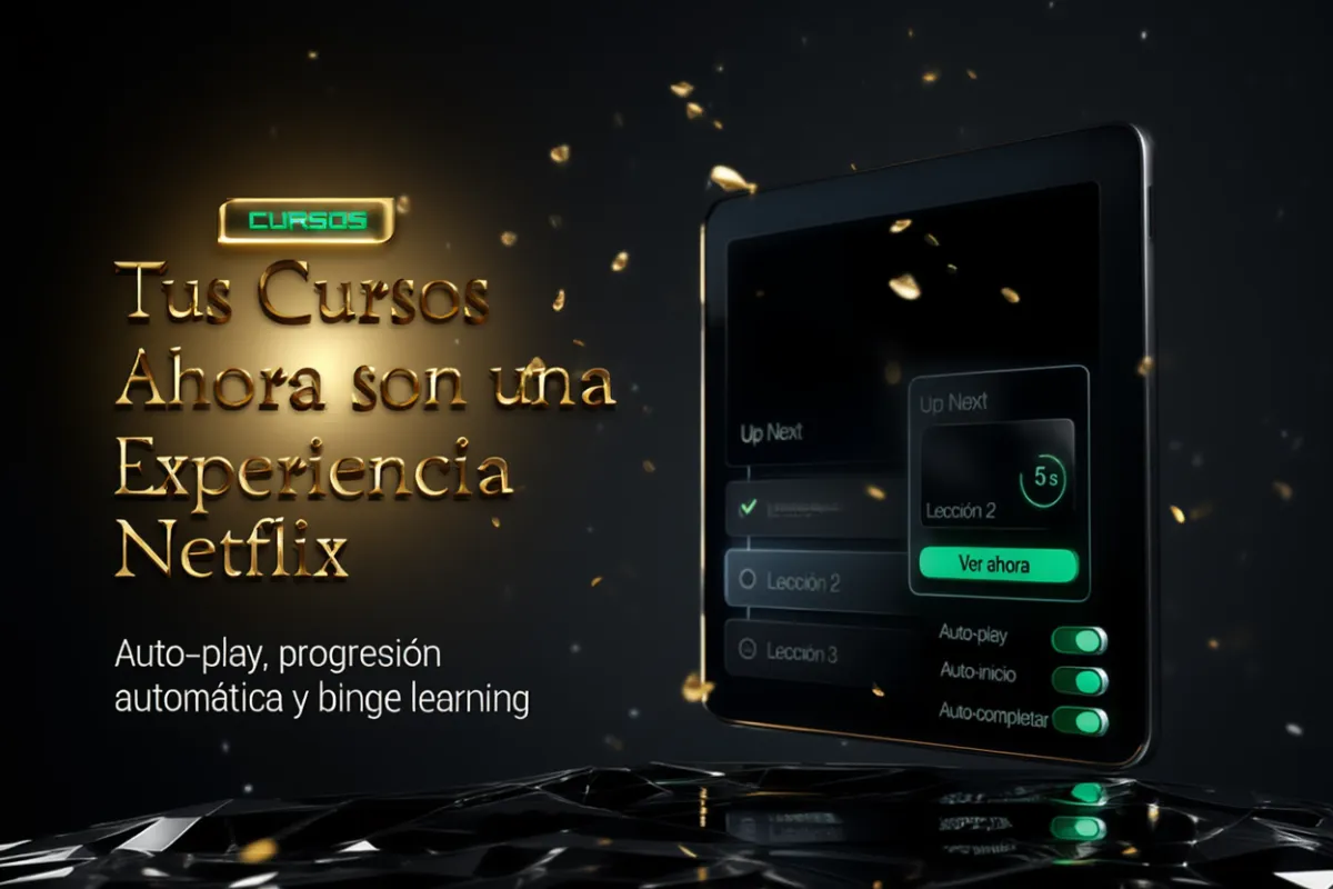 Tus Cursos Ahora son una Experiencia Netflix: Auto-play, Progresion Automatica y Binge Learning