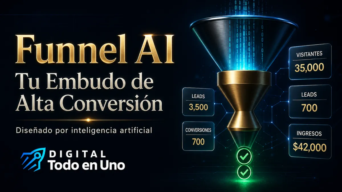 Funnel AI Studio: Crea tu Embudo de Ventas de Alta Conversion con IA sin Disenar Nada en Digital Todo en Uno