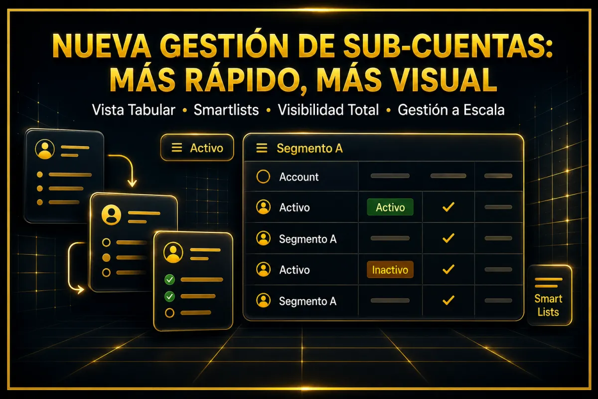 Nueva Experiencia de Gestión de Sub-Cuentas: Smartlists, Vista Tabular y Control Total