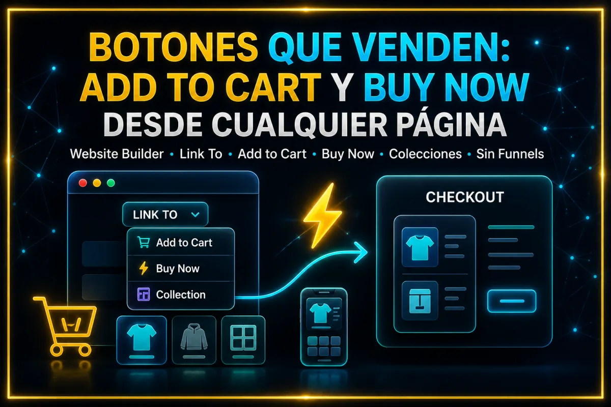 Botones con Acciones E-Commerce: Add to Cart, Buy Now y Colección desde Cualquier Página