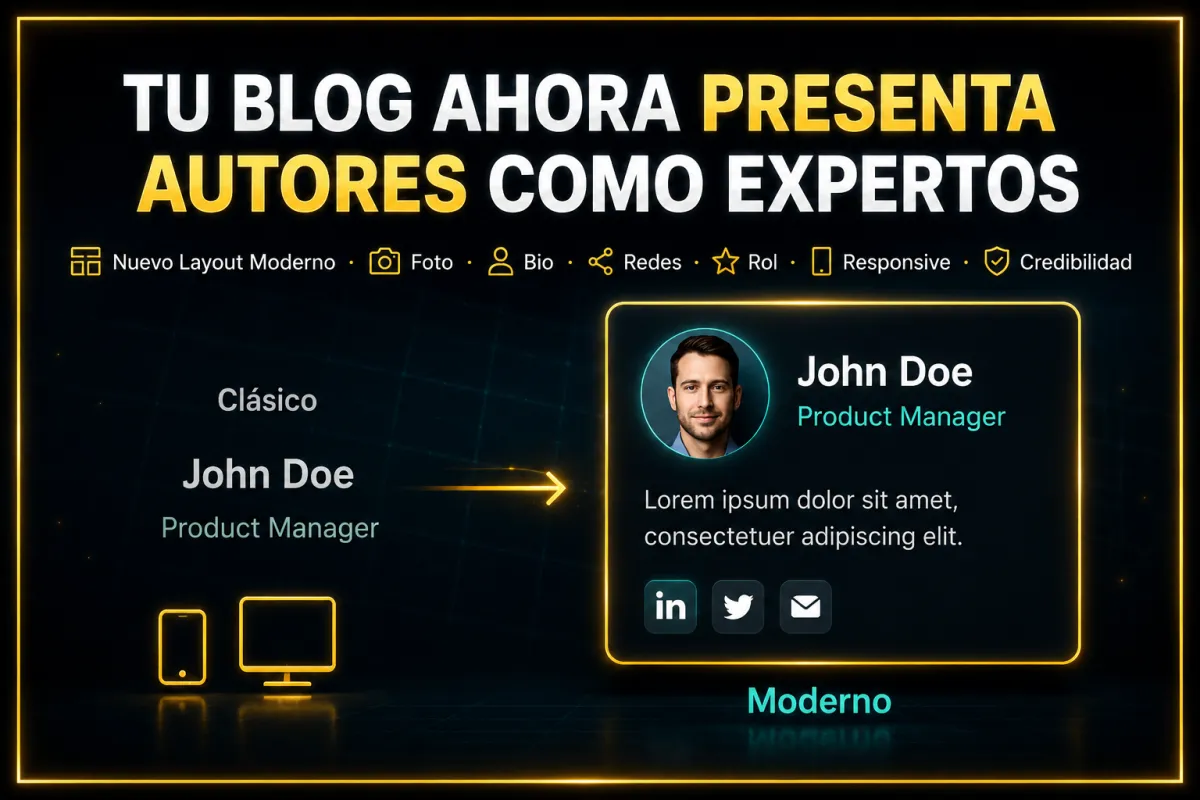 Nuevo Layout de Autor en tu Blog CRM: Presenta tus Expertos con Foto, Bio y Redes