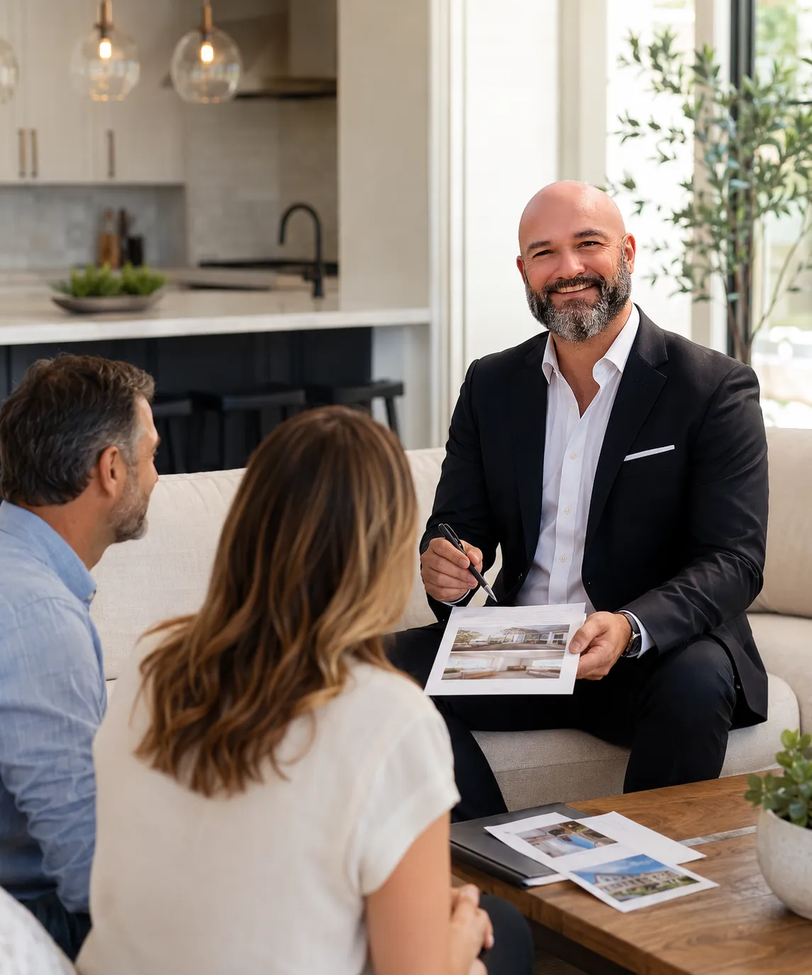 Southern California homeowners talking with a Realtor before selling