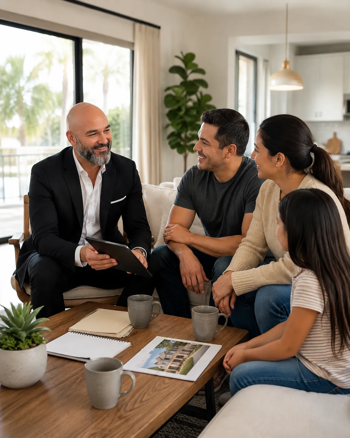 Veteran or law enforcement family discussing home buying options with a Realtor.