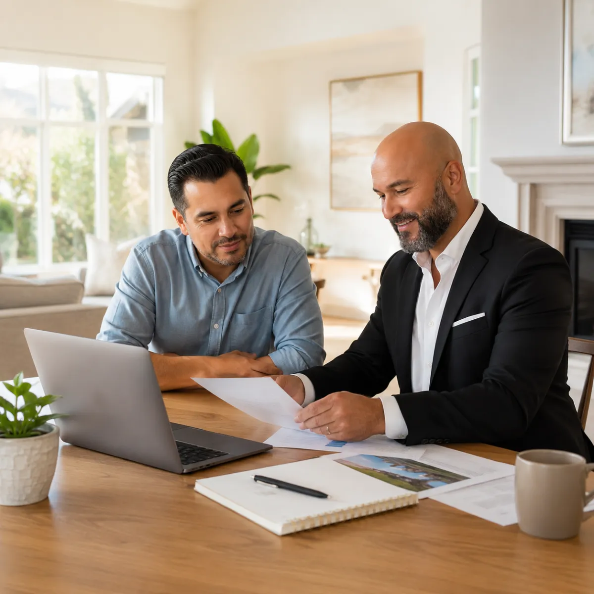 homeowner reviewing a home value report with a Southern California Realtor