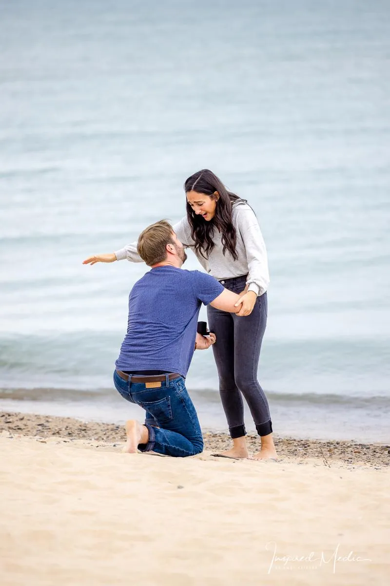 beach surprise engagement