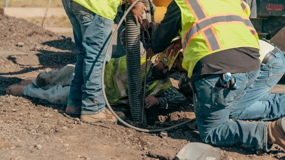 Workers boring under the street