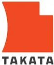  Logo of Takata, consisting of a bold, uppercase "TAKATA" in black font, positioned to the right of a stylized red shape resembling a car seat or a shield. The design conveys a sense of automotive safety and strength.