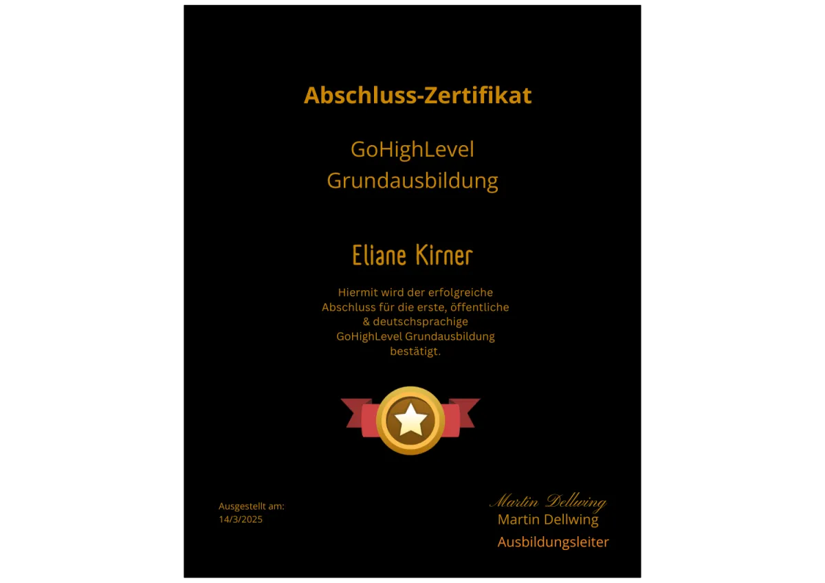 Zertifikat für die deutsche GHL Grundausbildung