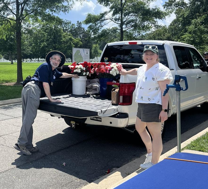 Delivering flowers to the Flowers of Remembrance event