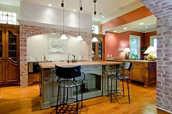 Brick masonry in a new kitchen remodel