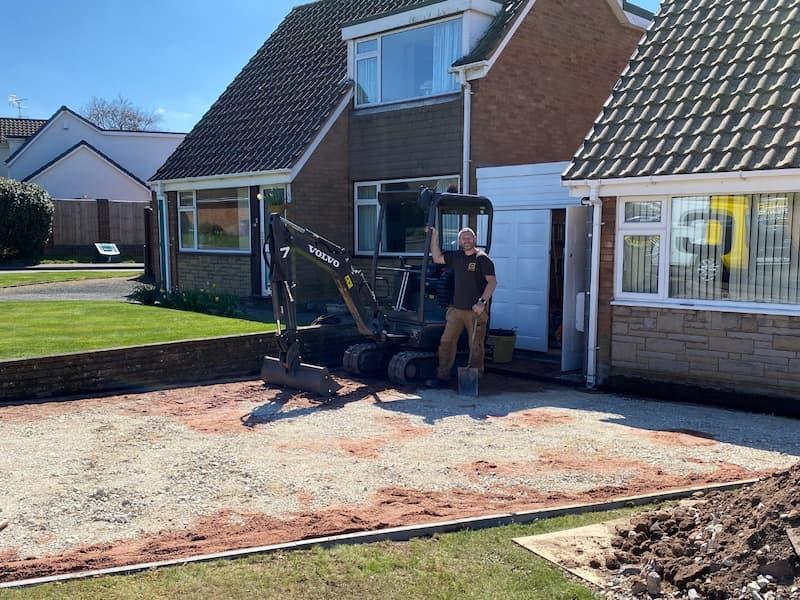 Builders in Wolverhampton completing driveway replacement project