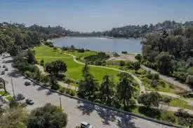 Elevated hillside deck in Silver Lake with modern steel railings