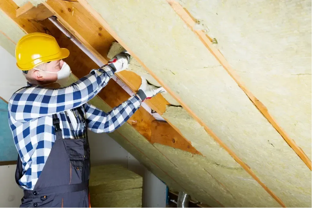 Worker safely removing attic insulation as part of clean, protective process by 903 Spray Foam in Sumner, TX