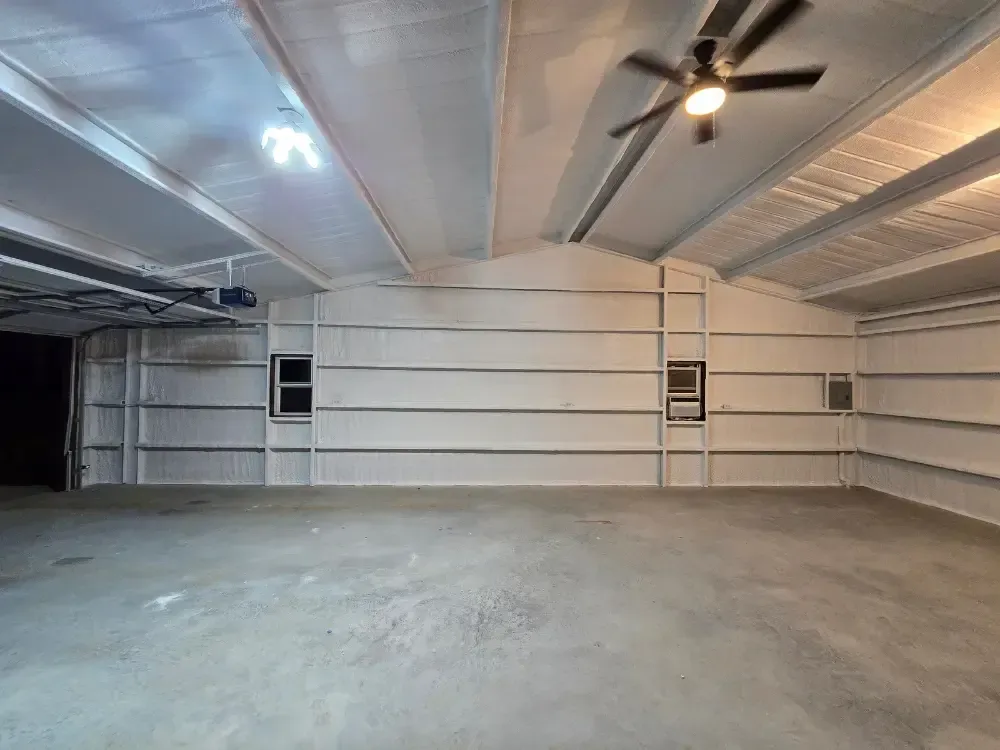 Metal building prepped for closed-cell spray foam insulation by 903 Spray Foam in Clarksville, TX