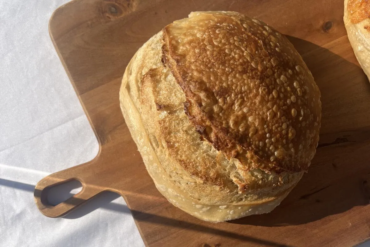Homemade loaf of sourdough bread