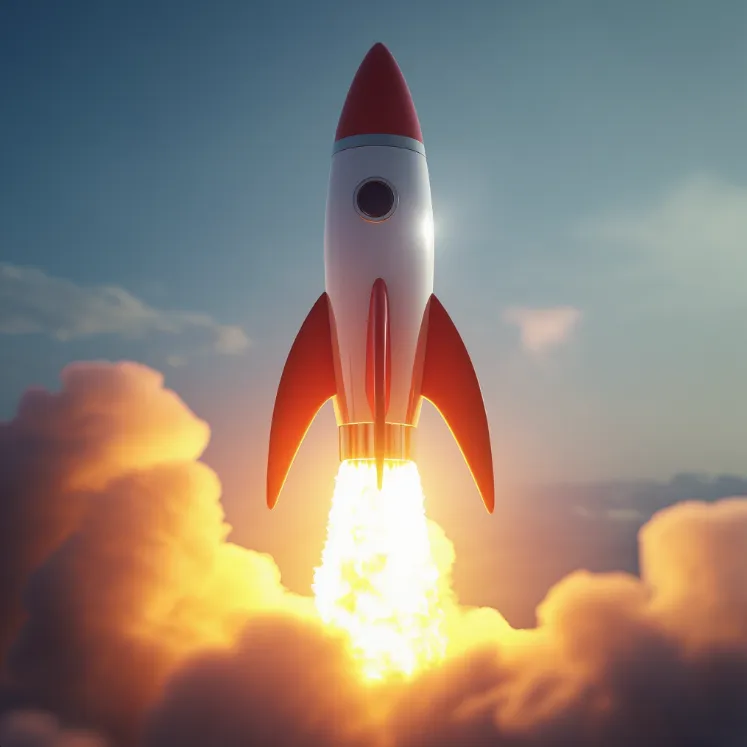 Lancement de fusée symbolisant la croissance des entreprises grâce à la publicité avancée