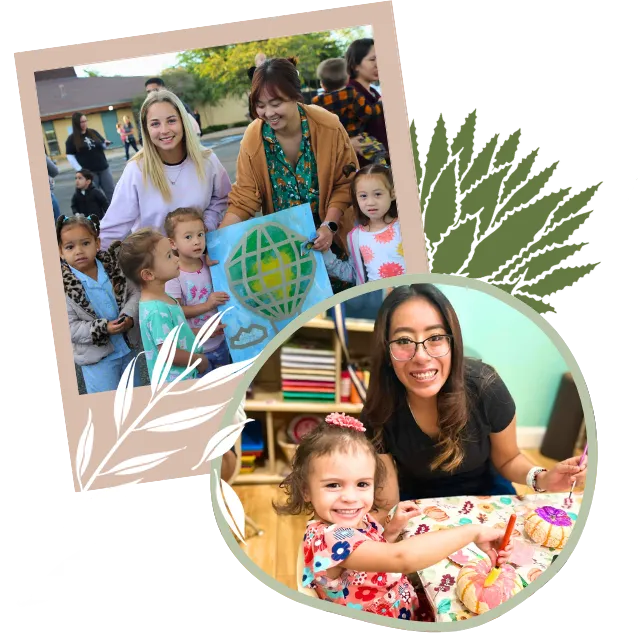 childcare staff with children