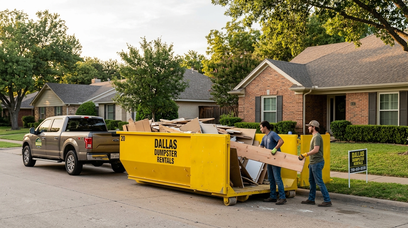 Find the average cost of renting a 20-yard dumpster in DFW. Get transparent pricing for Dallas, Plano, Garland, and more. Call 972-645-6731 for a local quote!