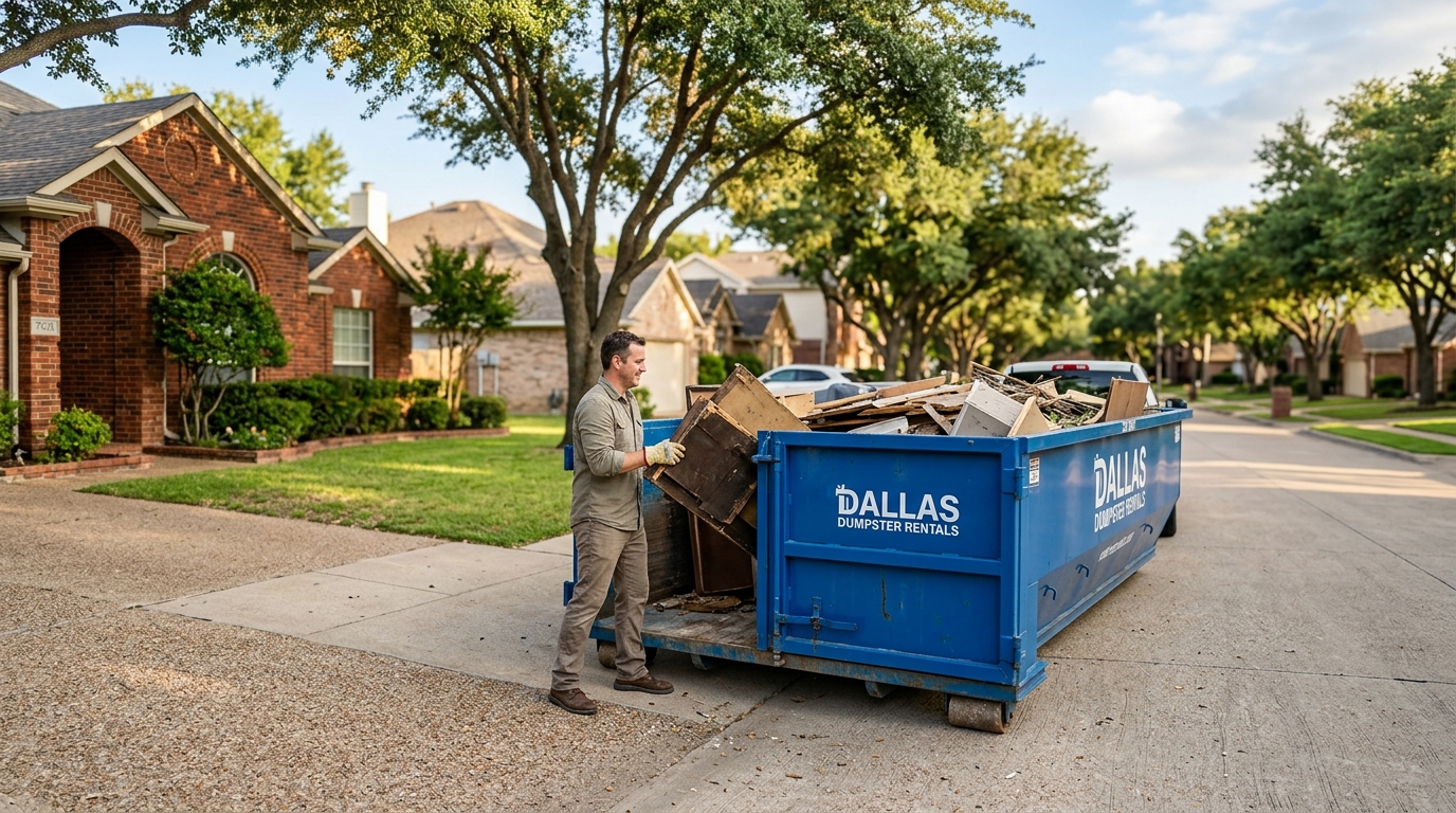 Find an affordable 20 yard dumpster rental Dallas residents trust. Professional roll-off service for Richardson, Plano, Garland, and the entire DFW area. Book online!