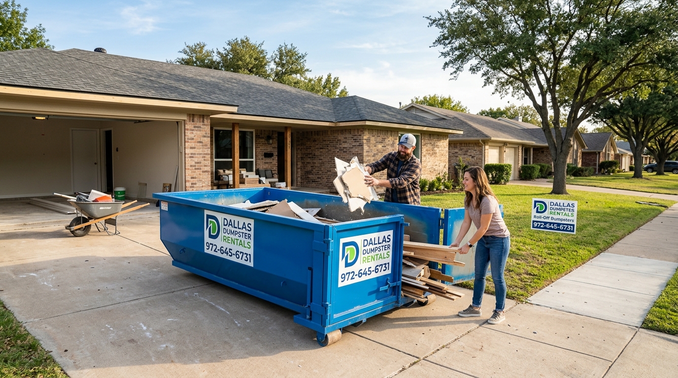 Learn how to choose the right dumpster size for home renovation in Dallas. Our guide covers 10, 15, and 20-yard options for projects in Plano, Richardson, and DFW.