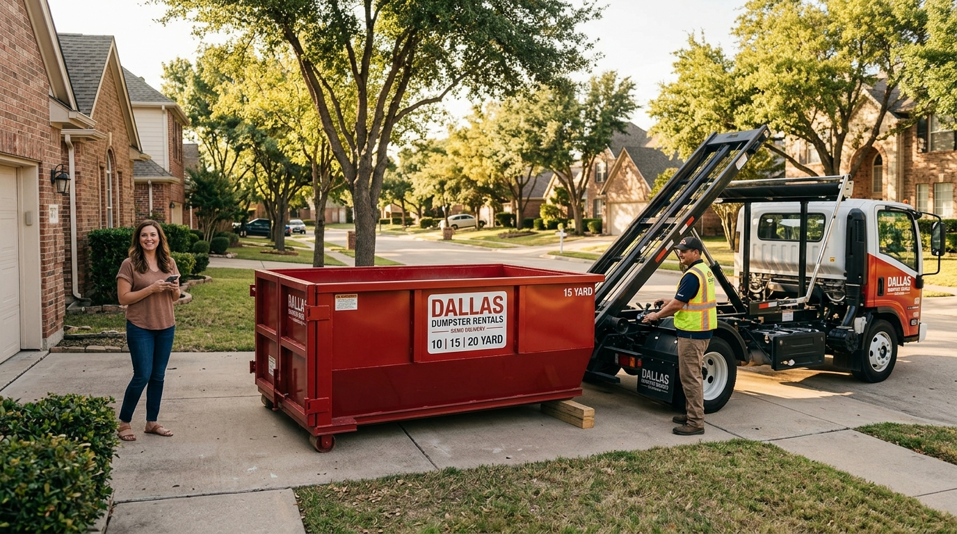 Need a bin fast? Dallas Dumpster Rentals offers same day dumpster rental delivery Dallas TX for residential & commercial projects. Call 972-645-6731 to book now!