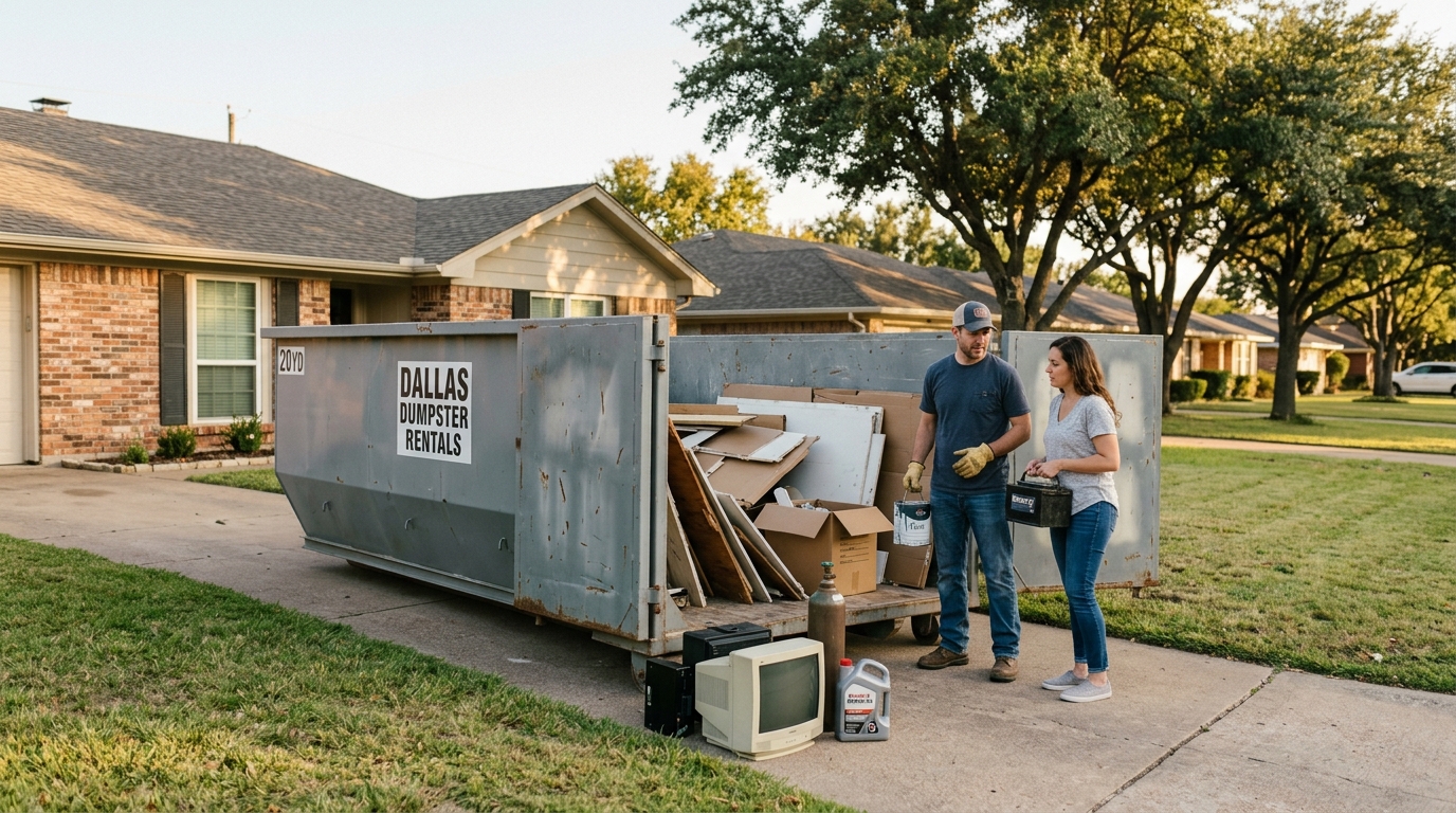 Planning a cleanup? Discover what items are prohibited in a rental dumpster Dallas to avoid fines and ensure safe disposal in Richardson, Plano, and the DFW area.