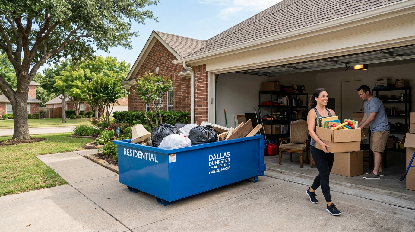 Residential Dumpster Rental for Garage Cleanout in Richardson & Plano
