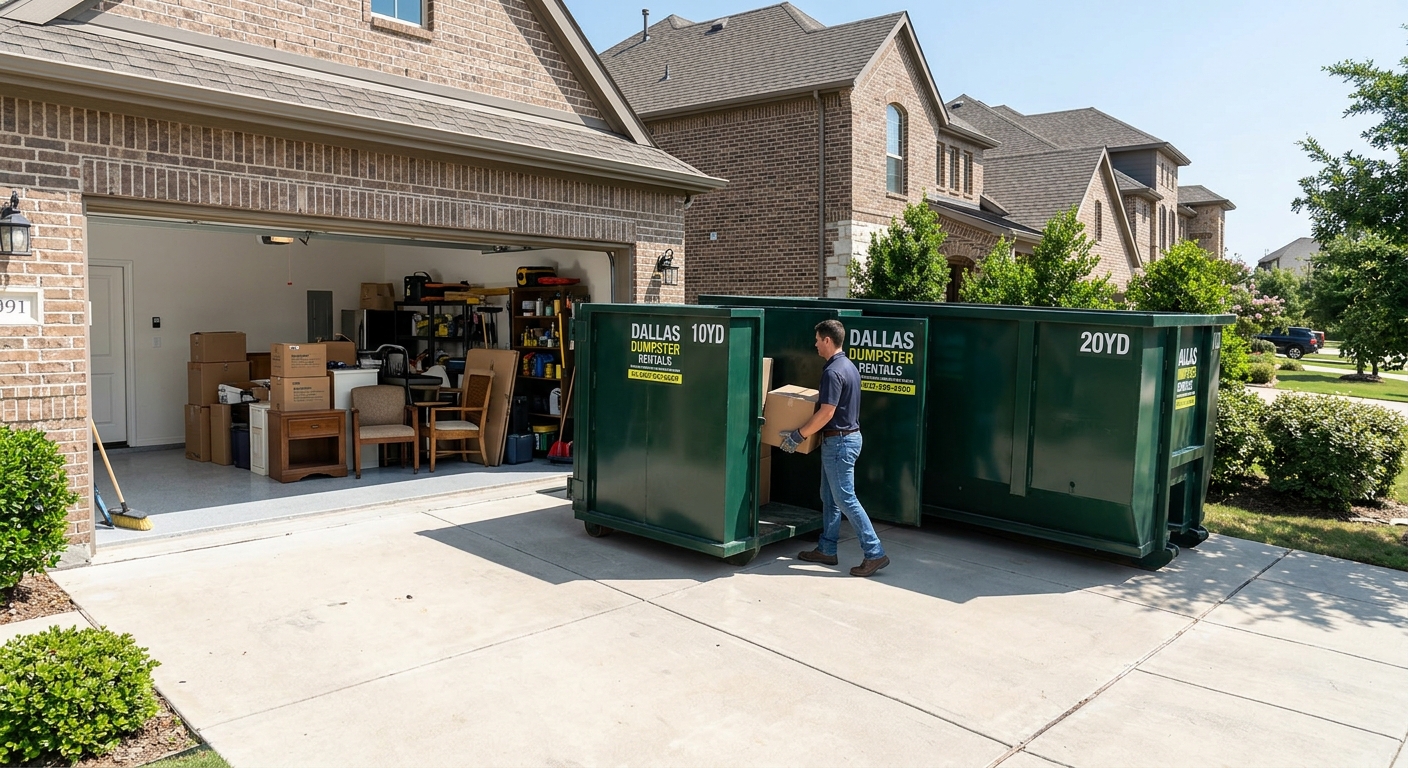 Dumpster Rental Size Guide for DFW Garage Cleanouts