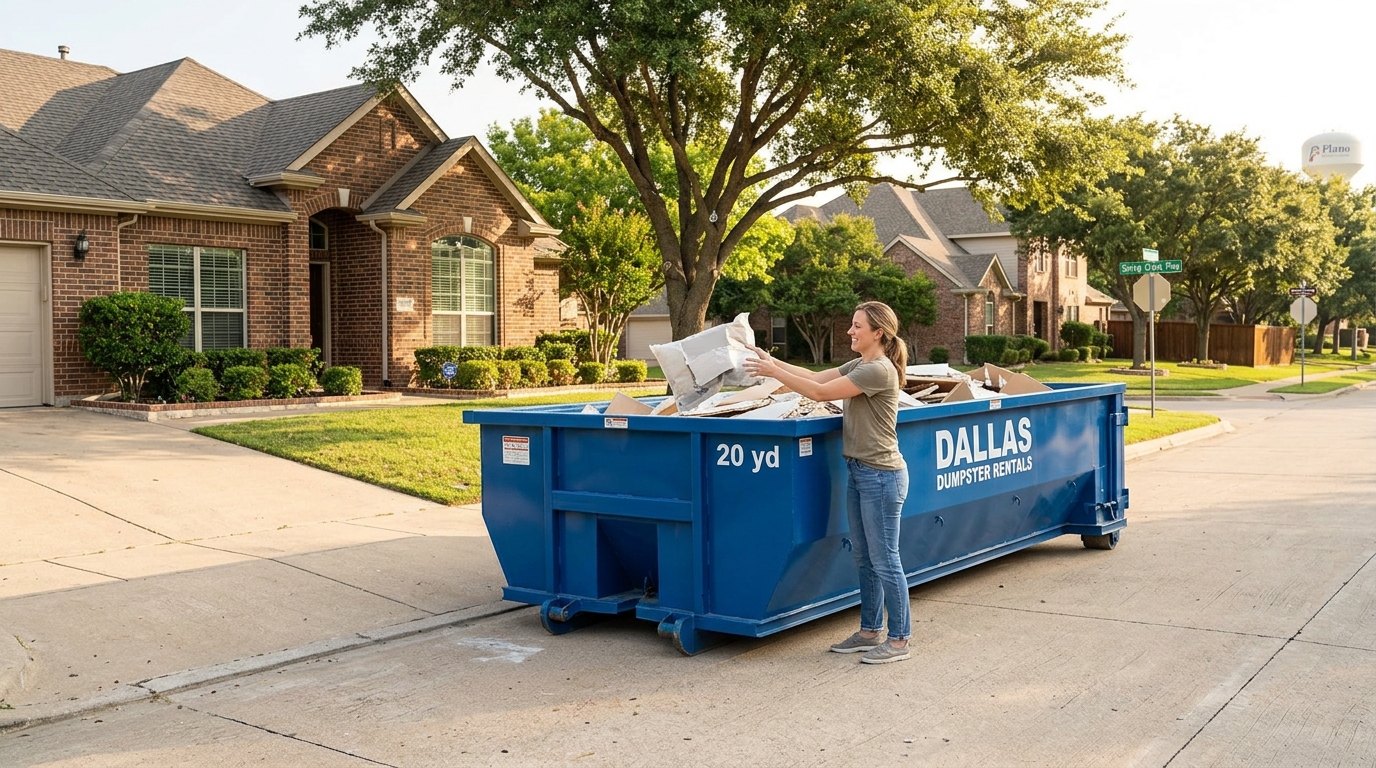 Find out the exact cost of 20 yard dumpster rental Plano. Get local pricing, weight limit tips, and expert roll-off advice for your North Texas project.