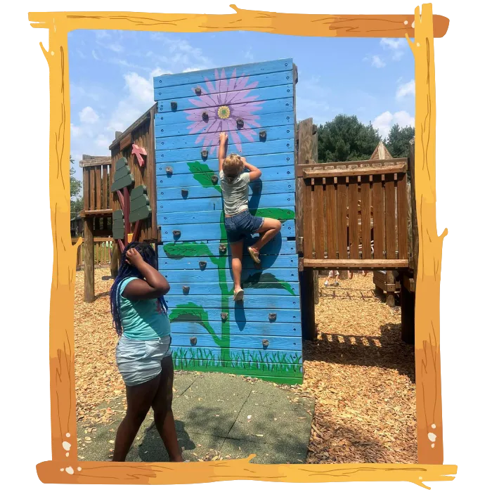 child playing outside in childcare center in Danville