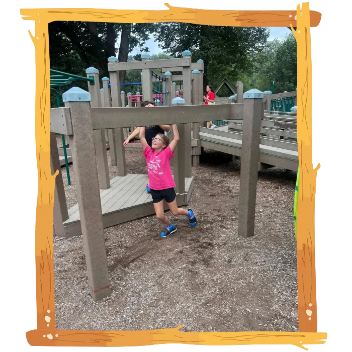 child playing outside in daycare center in Danville