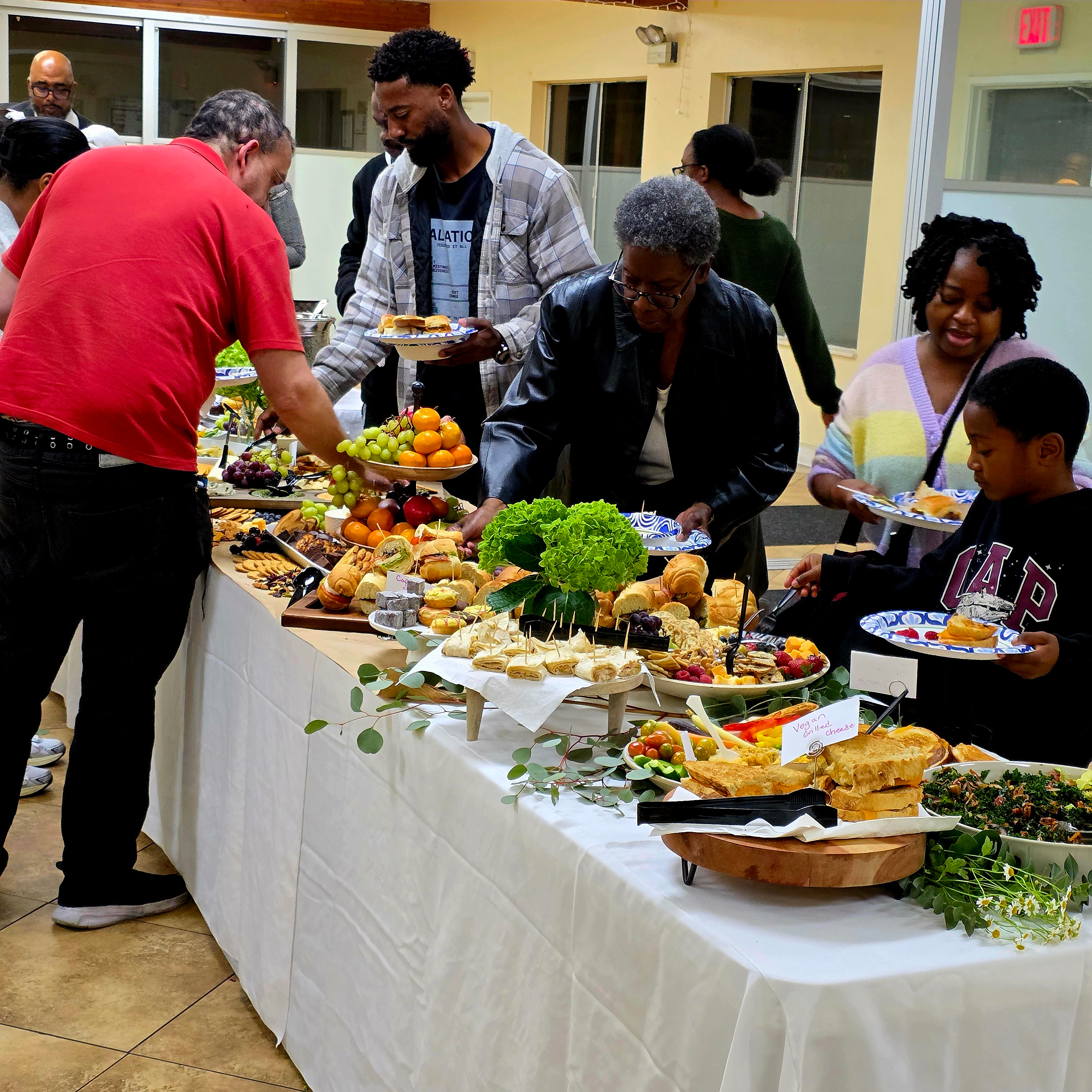 Valley Crossroads church members gathered together in warm fellowship and genuine conversation