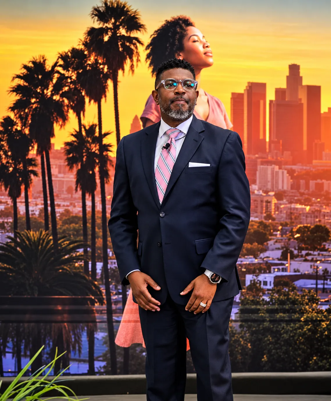 Cinematic full-bleed shot of Pastor Roscoe Shields Jr. passionately preaching from the pulpit
