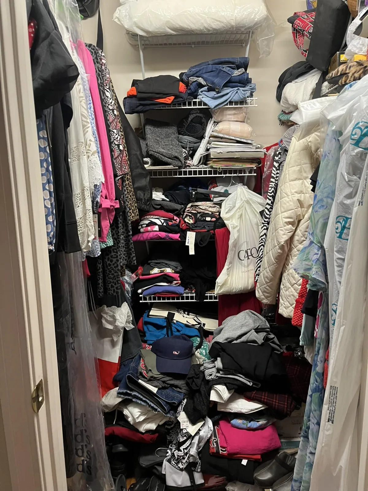 Closet messy before organizing