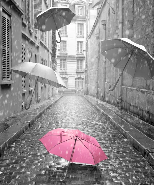 umrellas fallin in rain