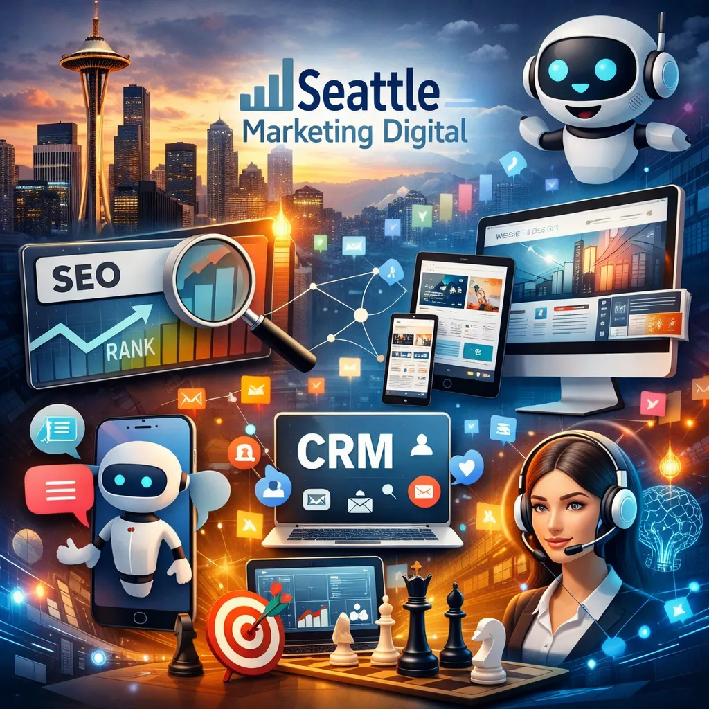 Panel de control moderno de marketing digital con gráficas limpias