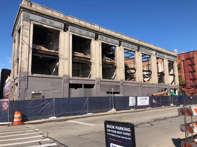 2900 Cass façade with openings during stabilization in Detroit