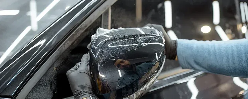 "Auto glass repair in Miami, fixing a windshield with professional service."