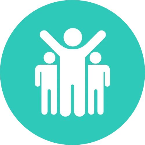 Teal outline icon of an open book.
