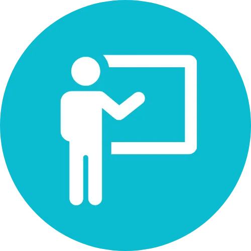 Teal outline icon of an open book.
