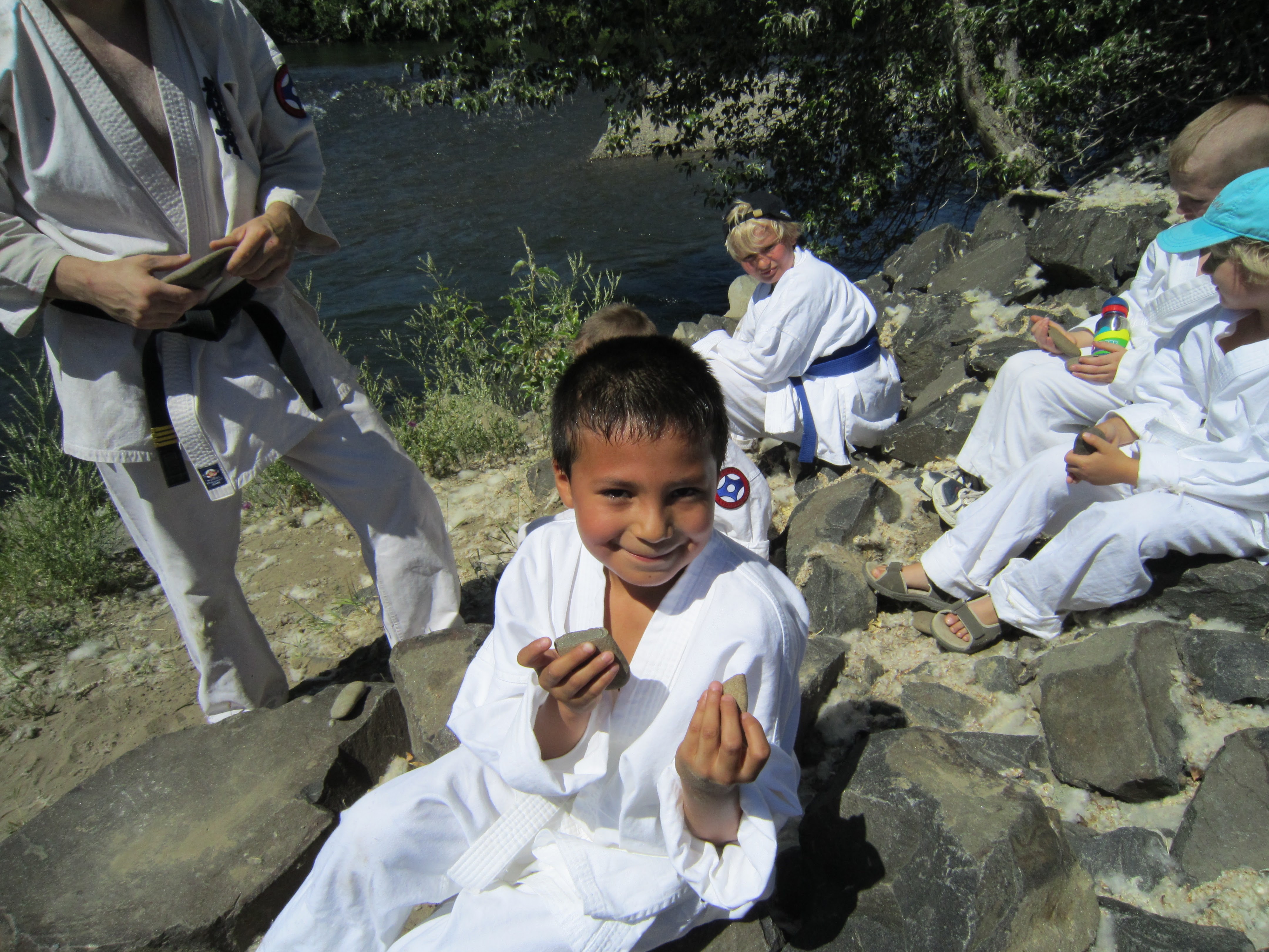 Young student smiling after a successful rock break