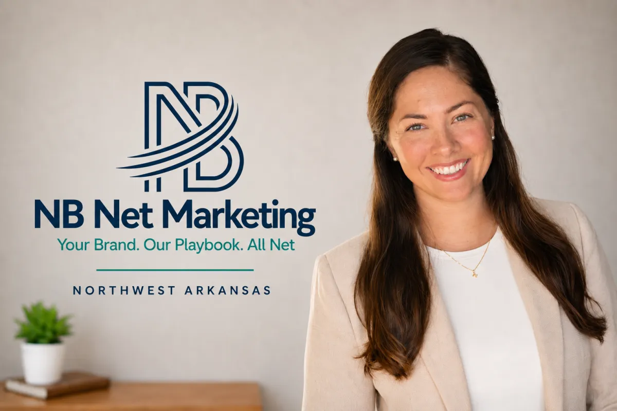 NB Net Marketing founder beside the company logo.