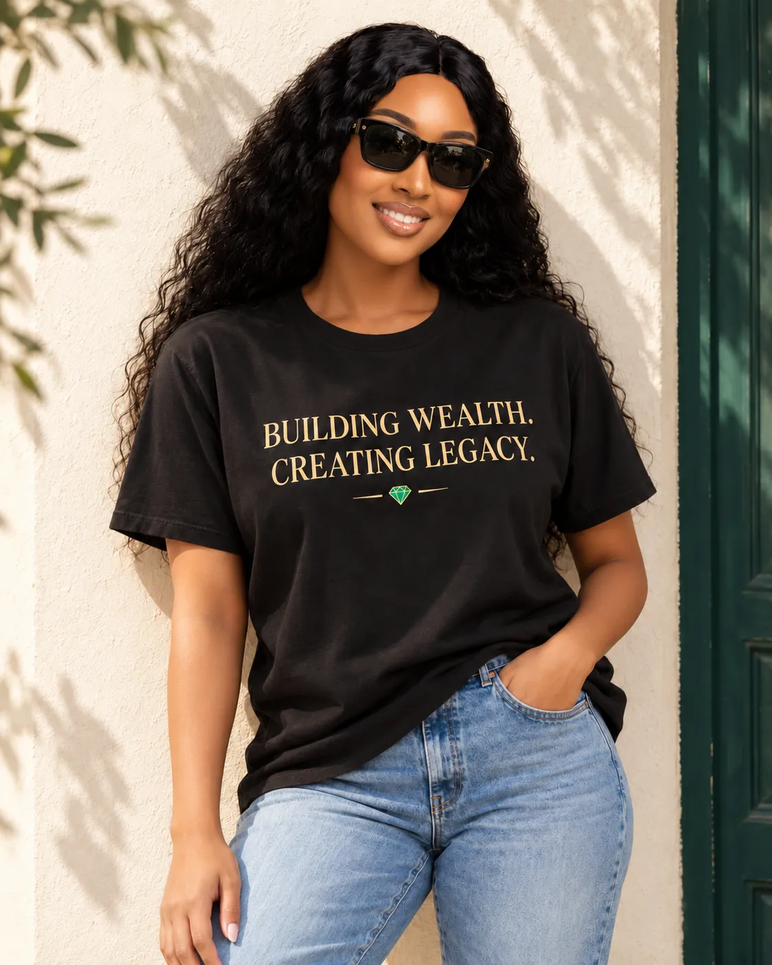 Premium Pima cotton tailored graphic and minimalist T-shirts in ivory and emerald tones