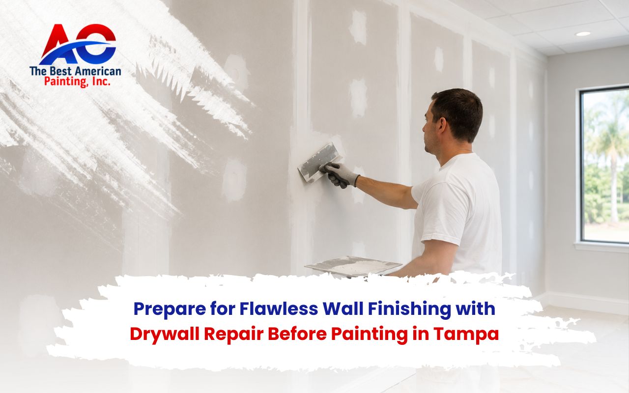 Drywall repair before painting in Tampa fixing wall cracks before paint